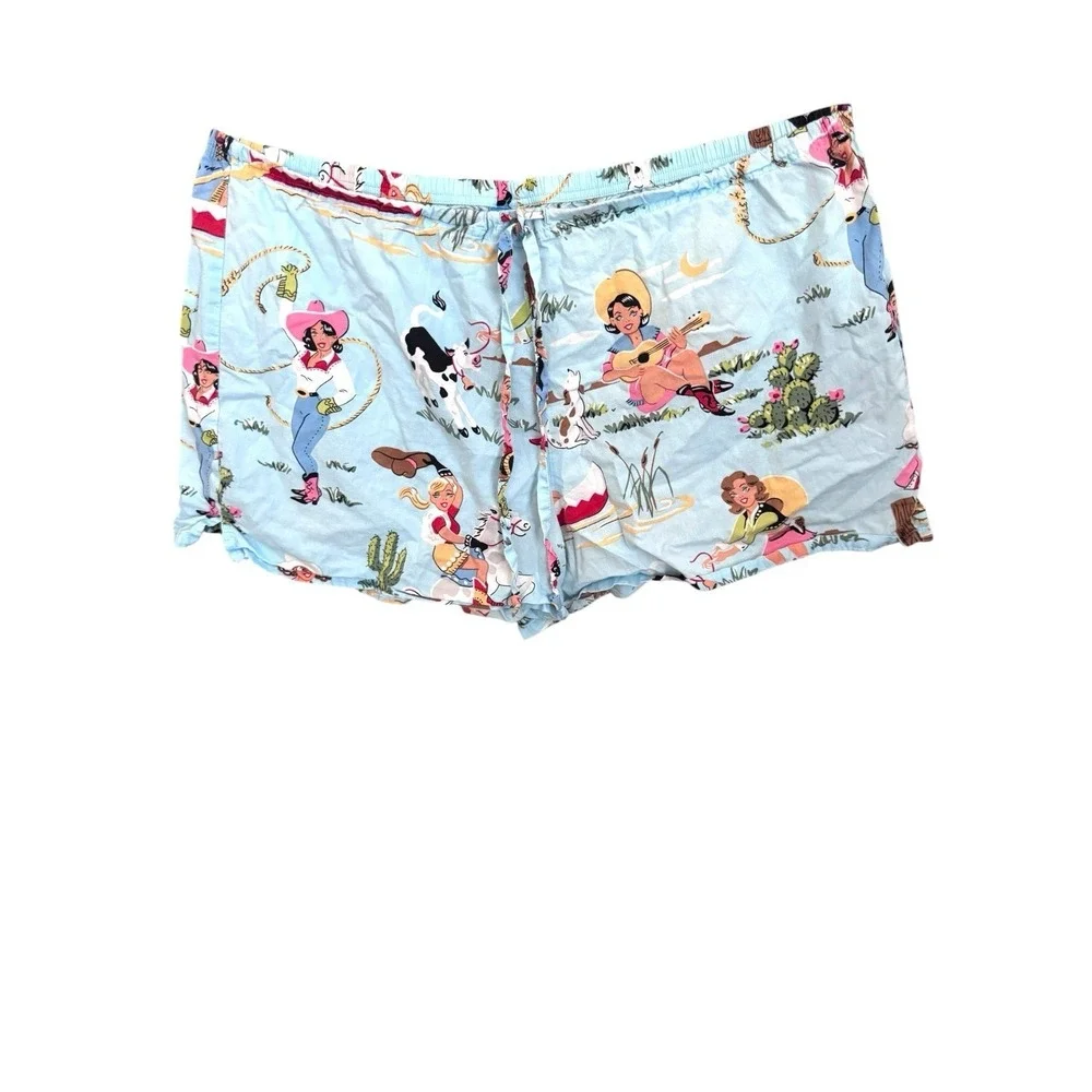 Nick & Nora Western Cowboy Print Sleep Shorts XL 100% Cotton cottagecore whimsy
